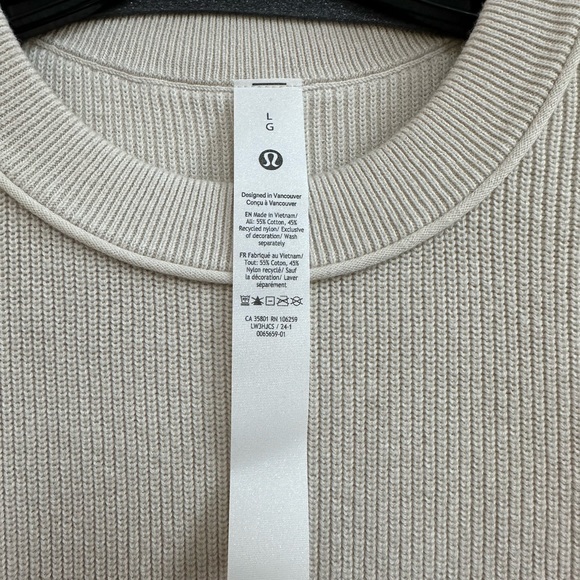 LuluLemon Take It All In Cotton-Blend Sweater in White Opal - Picture 9 of 10